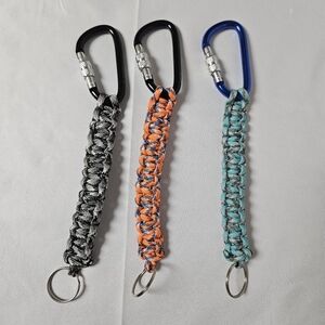 Set of Three 550 Cord Paracord‎ Keychain Carabiners